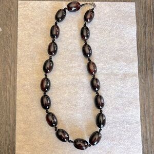🔴 Men’s necklace oversized beads, very trendy  ceramic dark brown beads 12”